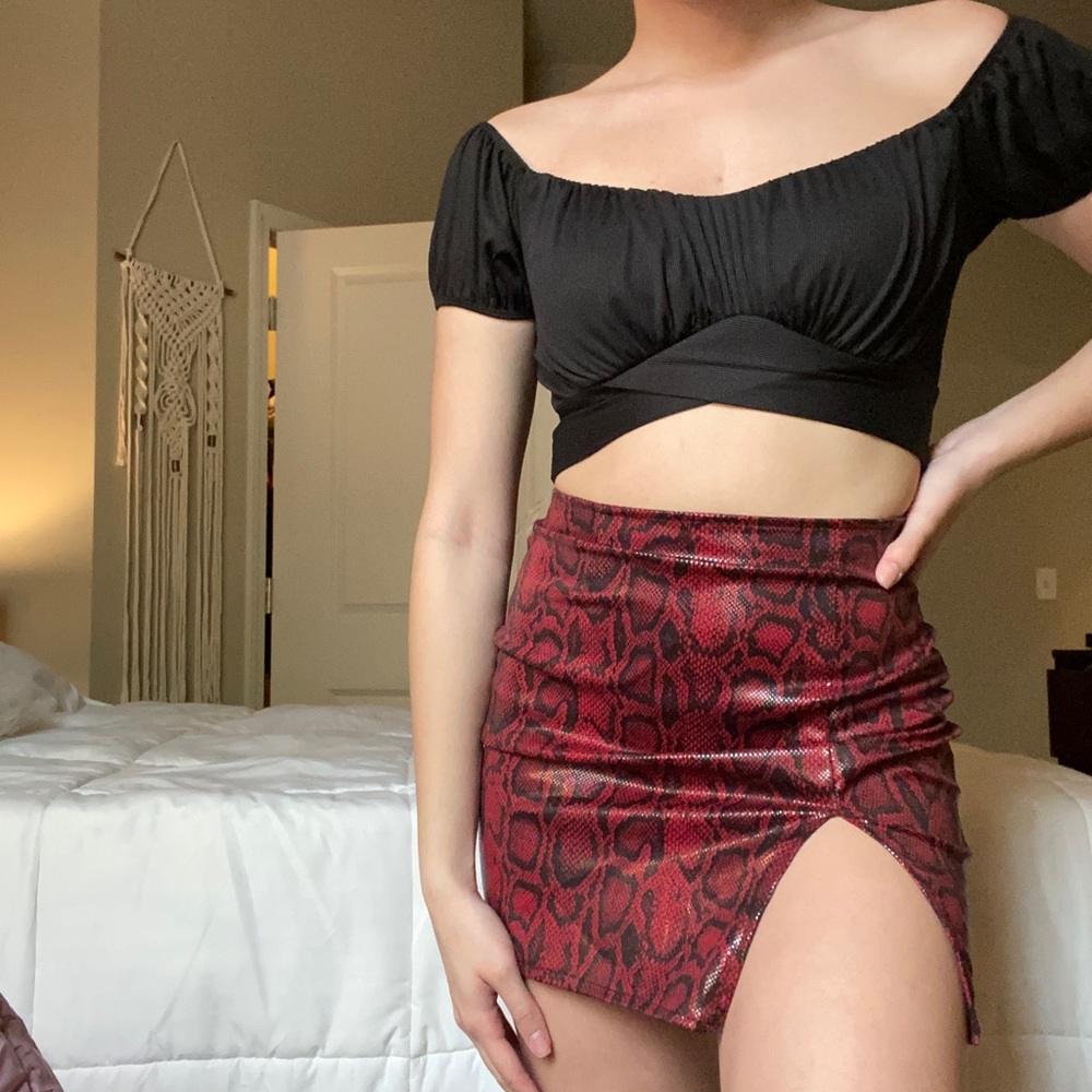 Red Snakeskin Skirt